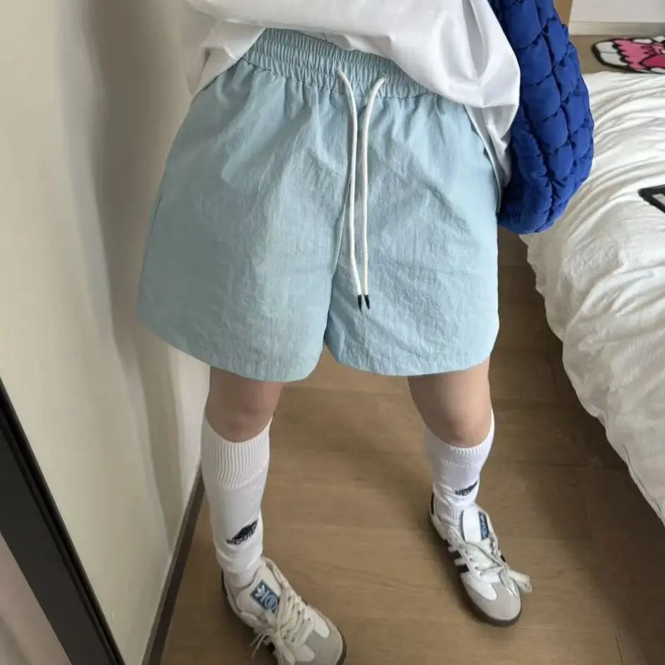 Shorts Coloridos Dopamina Casuais Soltos Finos para Praia Verão Esportes Lazer Calças de Cintura Alta Perna Larga Estilo Casu...