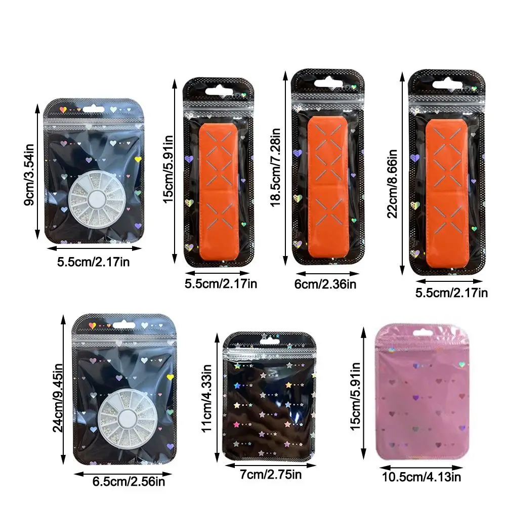 Sacchetto autosigillante in plastica semplice da 50 pezzi sacchetto di imballaggio a cuore Laser richiudibile sacchetti a chiusura lampo