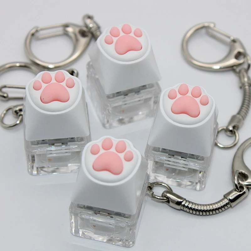 

Cartoon Cute Cat Paw Keyboard Switch Tester Keychain Pendant Soft Silicone Decompression Toy Simulation Keyboard Venting Toys