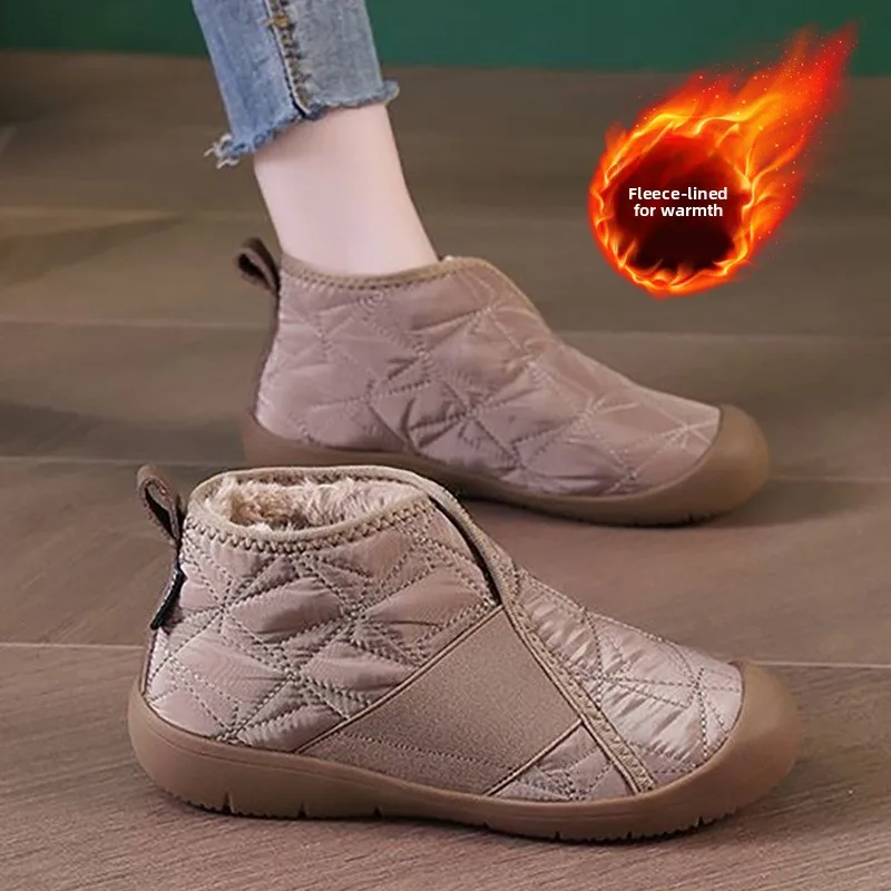 

Женская зимняя спортивная обувь, зимние ботинки на плоской подошве, Нескользящие модные повседневные короткие ботинки, непромокаемая обувь из толстого хлопка, женские ботинки кроссовки женские зимние угги женские зима