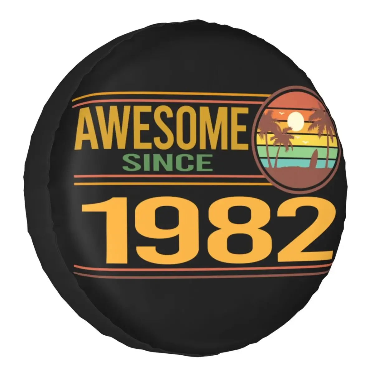 Sunset Awesome Since 1982 Birthday Spare Tire Cover for Jeep 40th Years Old SUV Trailer Car Wheel Protector 14