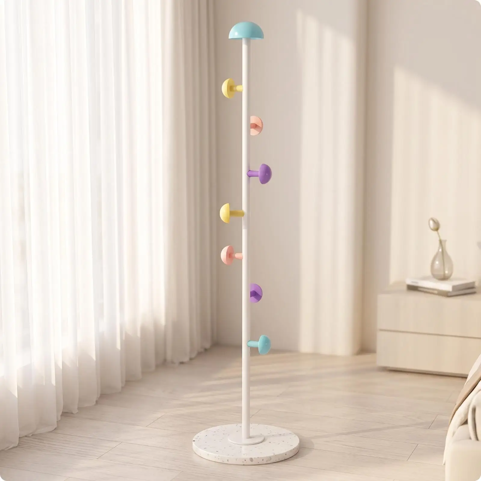 Standing Coat Rack Freestanding Coat Rack with Stone Base Hall Tree with Hooks Stable Space-Saving for Entryway, Bedroom
