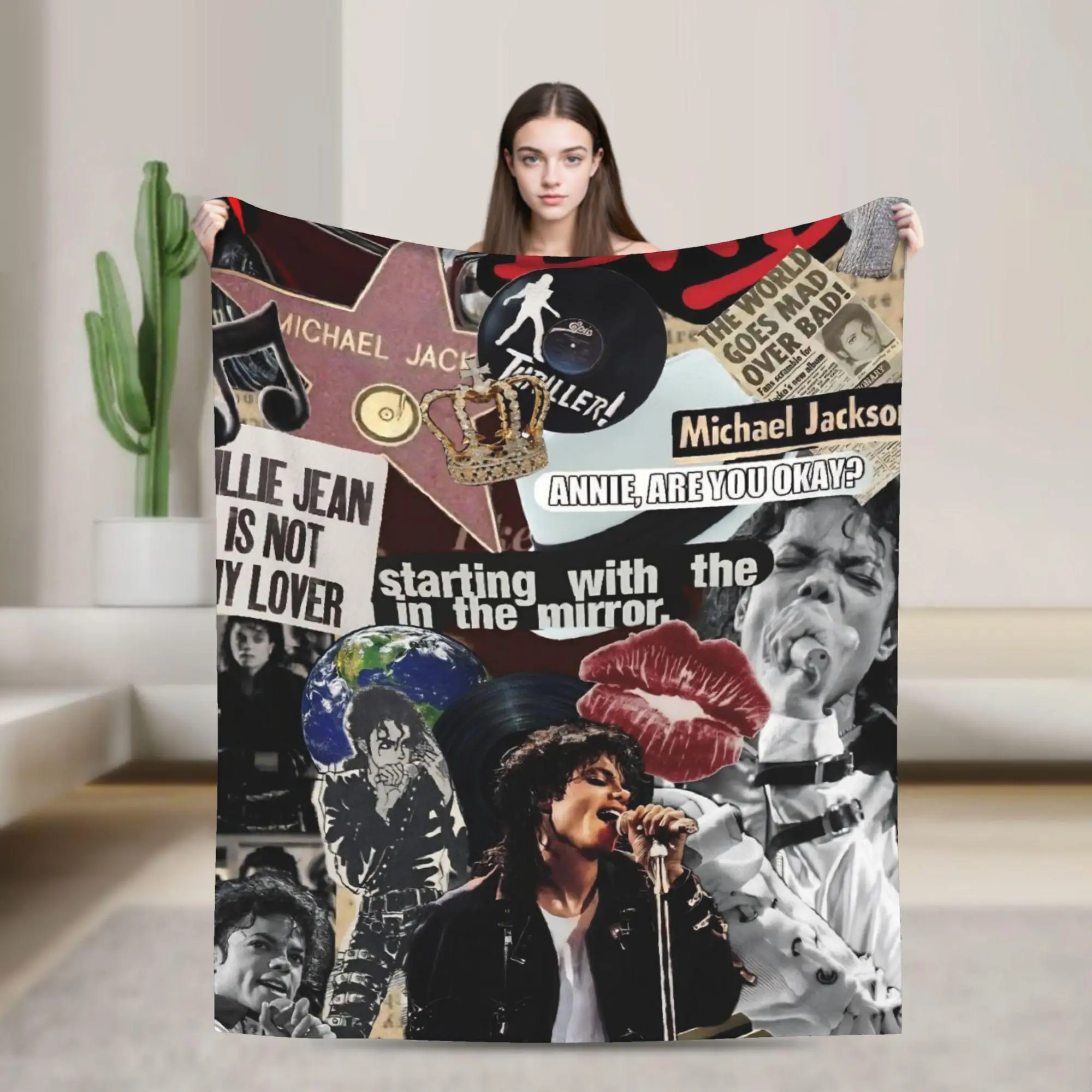 MJ King Of Pop Michael J-jackson Flannel Blanket  Warm Throw Blanket for Couch Chair Camping Print Bedspread Sofa Bed Cover