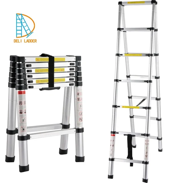 الدرج التلسكوب المحمول الألومنيوم قائم بذاته