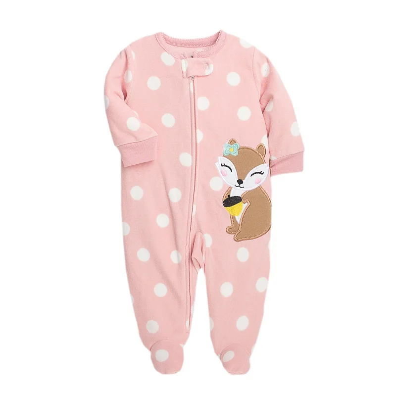 0-12Months Newborn Infant Baby Romper Fall Winter Fleece Warm  Animal Overalls Baby Boys Girl Sleepsuit Babe Jumpsuit