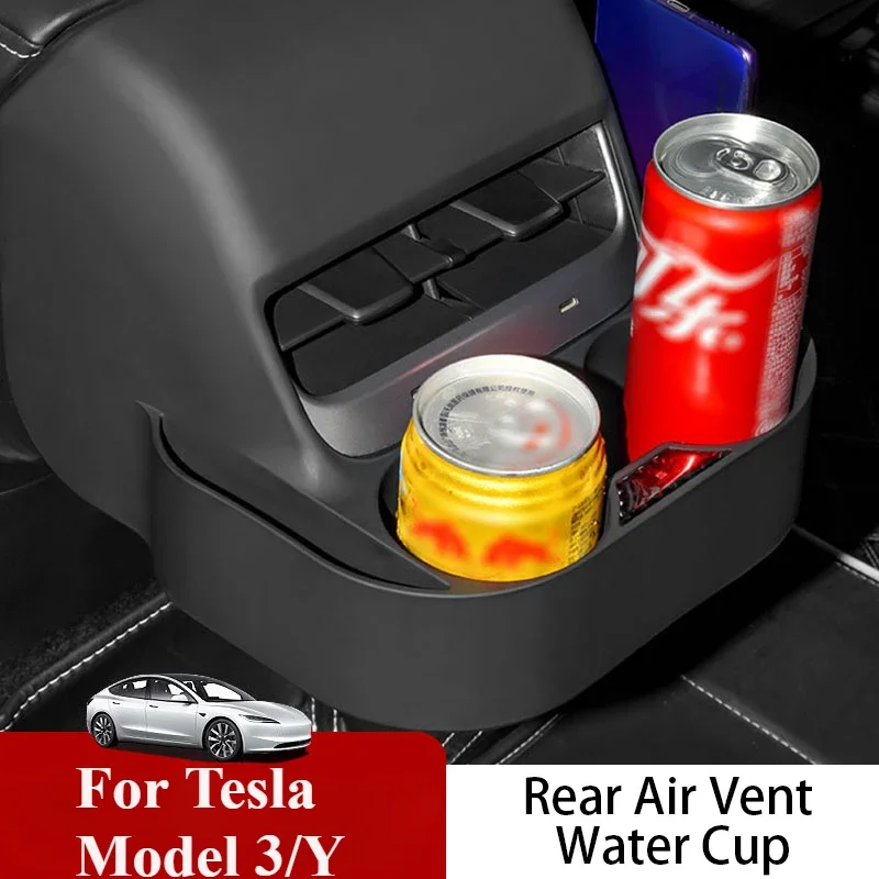 For Tesla Model 3 Y Rear Seat Air Vent Car Water cup limiter Drink Bottle Organizer Multi-Function Cup Holders Accessories