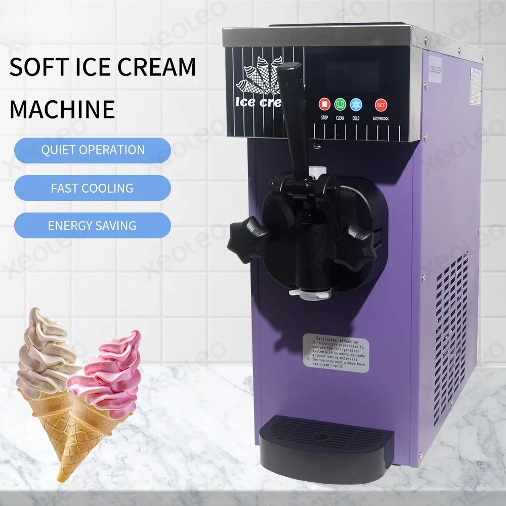 450W Single Flavor Soft Serve Machine, XEOLEO Commercial Automatic Ice Cream Making Equipment