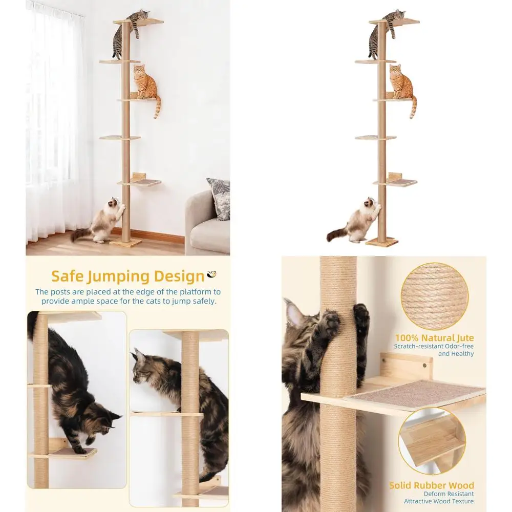 

15.8in Top Perch for Large Cats, 80 Adjustable Wall-Mounted Cat Tree for Scratching, Climbing, and Resting
