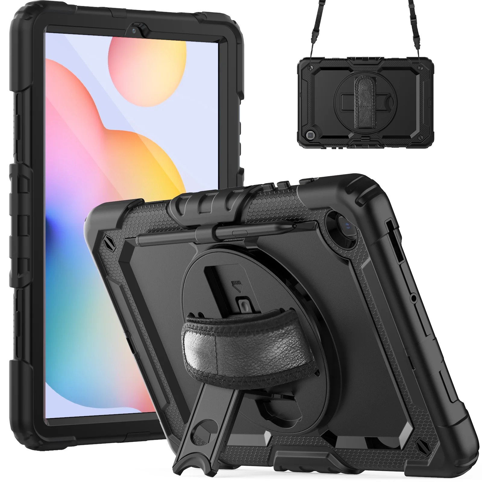 

With Screen Protector Case For Samsung Galaxy Tab S6 Lite P620 P625 P610 P615 P613 P619 A8 SM-X200 X205 A7 T500 T505 Armor Cover