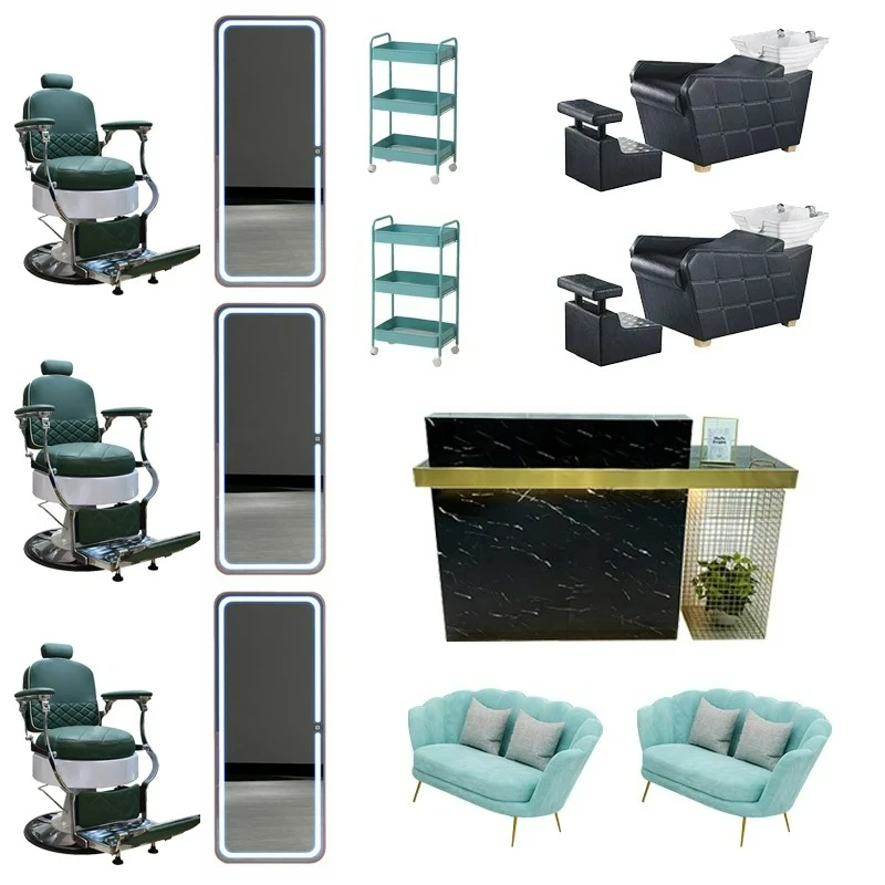 Customizable Factory Comfortable Attractive Hair Salon Furniture Set Metal Stainless Steel Barber Chair