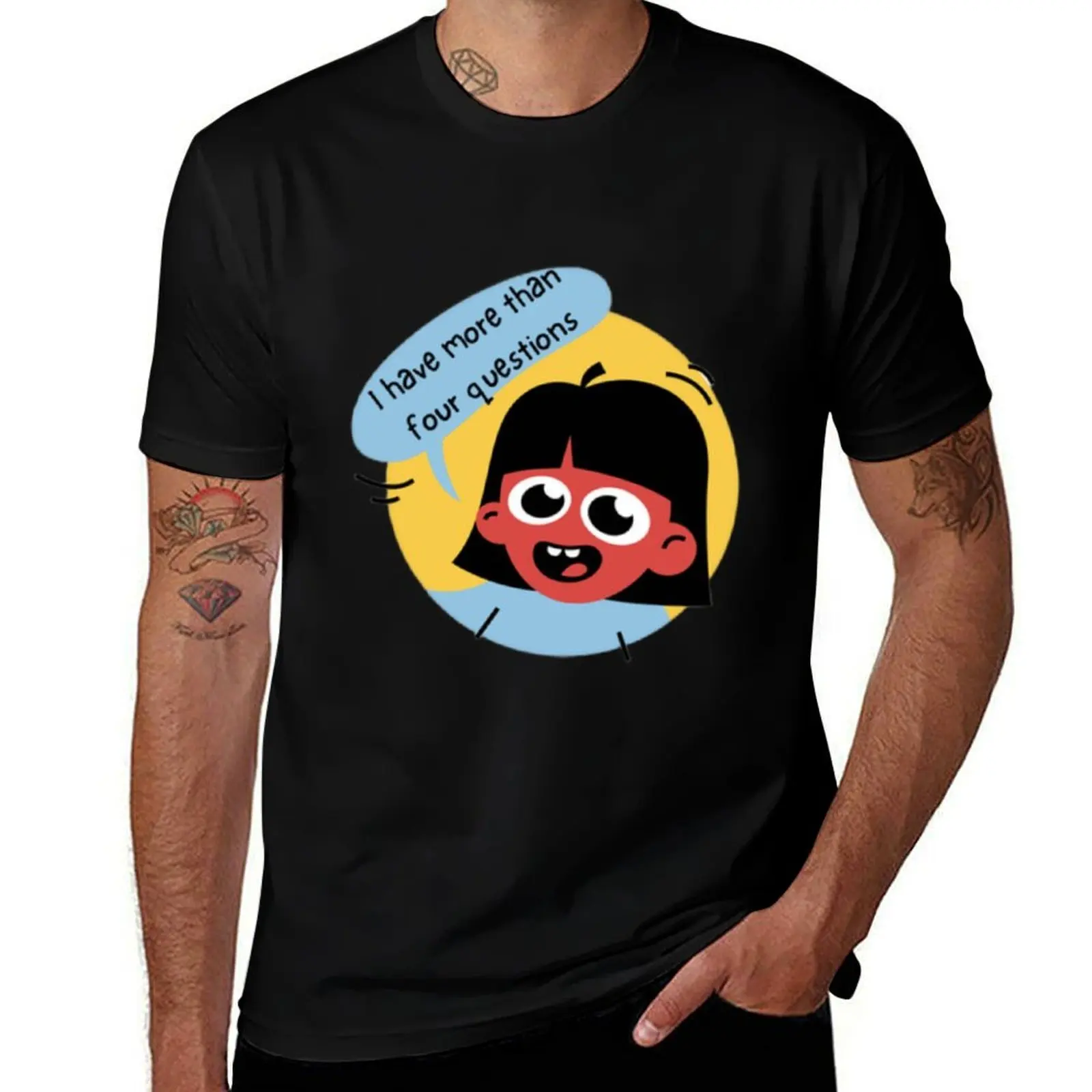 Funny Passover Seder I Have More Than Four Questions Cute Happy Girl Design Curious Child Asking T-Shirt