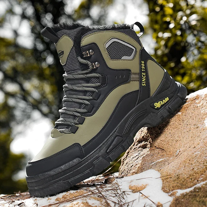 

Men Winter 2024 New High Cut Thick Soled Wear-resistant Men's Outdoor High-quality Sneakers Short Boots Retro Workwear Boots