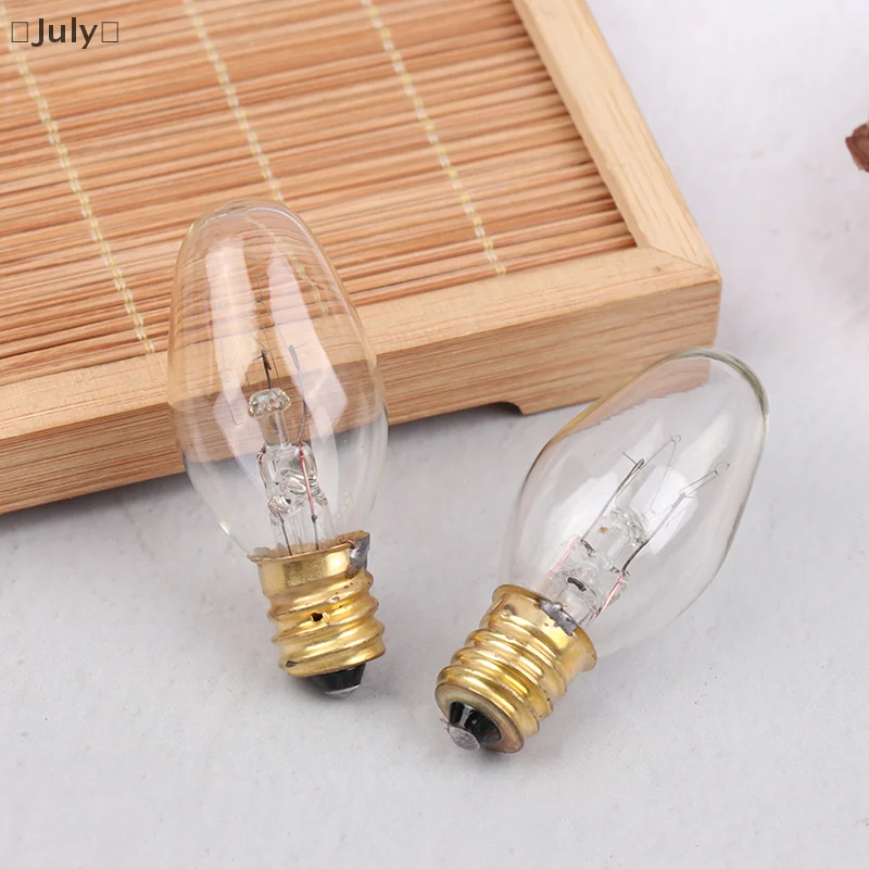 10 Buah E12 120V 7W Bohlam Lampu Tungsten Warna Kuning Hangat Transparan untuk Dekorasi Lampu Kulkas Jangkauan Garam