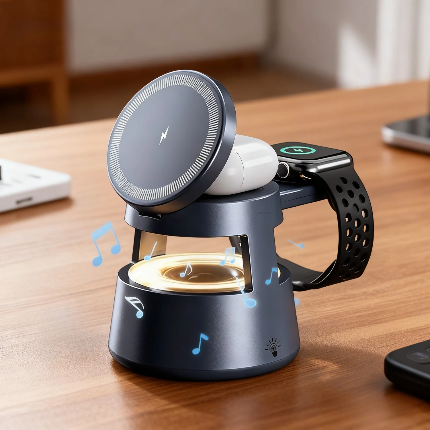 

5 in 1 Wireless Charger & Bluetooth Speaker & Night Light For Magsafe iPhone 17 16 15 14 13 12 Pro Max iWatch 11~2 AirPods Pro3