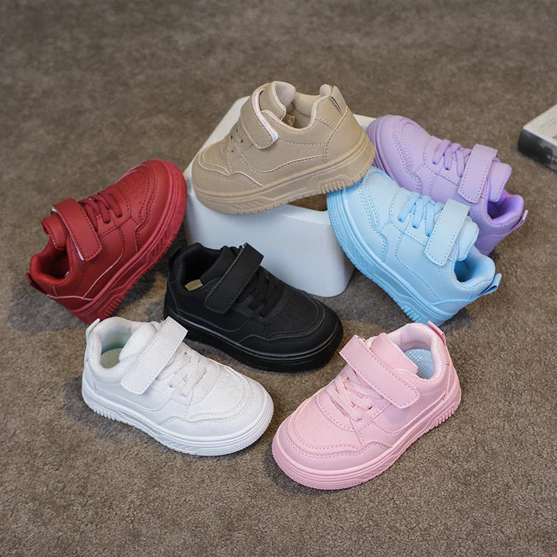 Tenis Sneakers Kids Spring/Autumn New Boys Girls Sports Shoes Casual Board Shoes Leather Soft Soled Children Small White Shoes