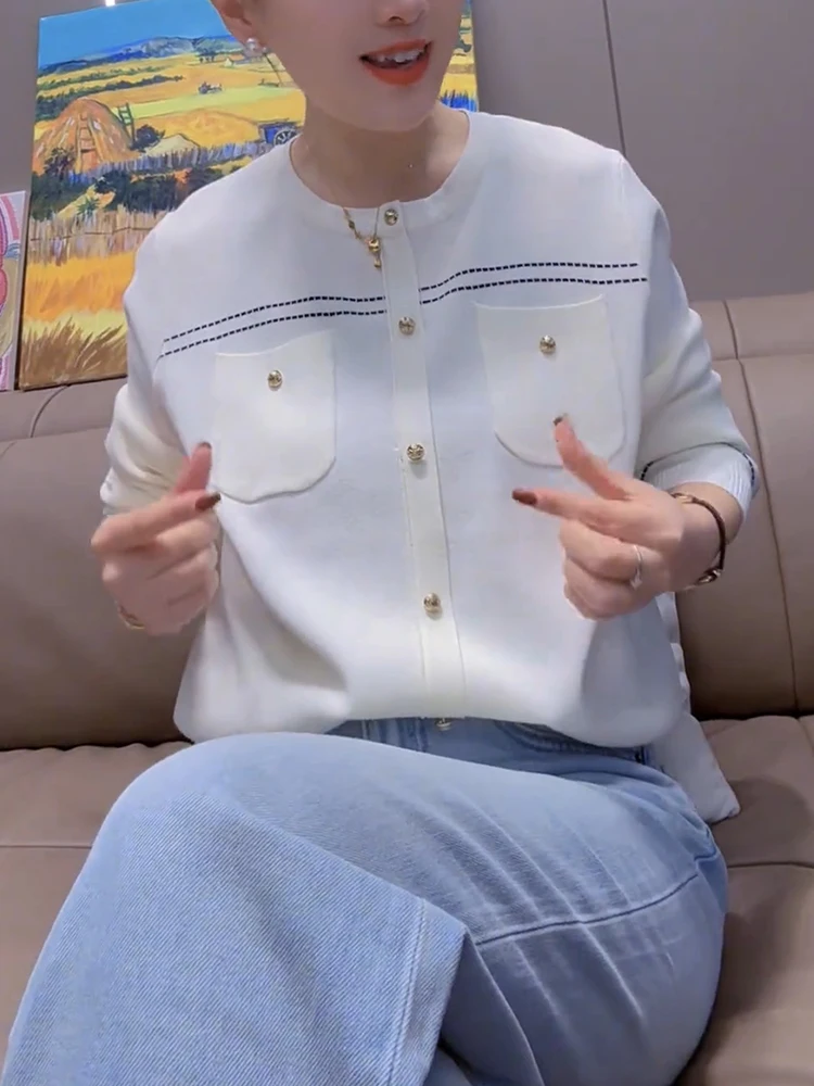 

Large Size Ele ket Design Cardigan Outerwear Spring 2025 High End Lightweight Top Korean Sle Commute Faion