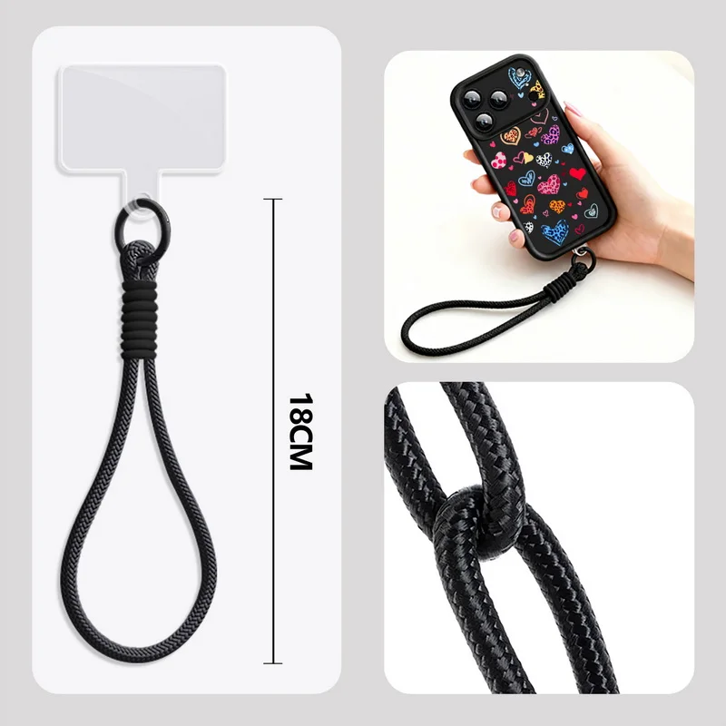 Colorful Hearts Leopard Print Wrist Strap Case For iPhone 17 Pro Max Funda iPhone 16 Pro Max 15 14 13 12 11 16e Air Lanyard Case