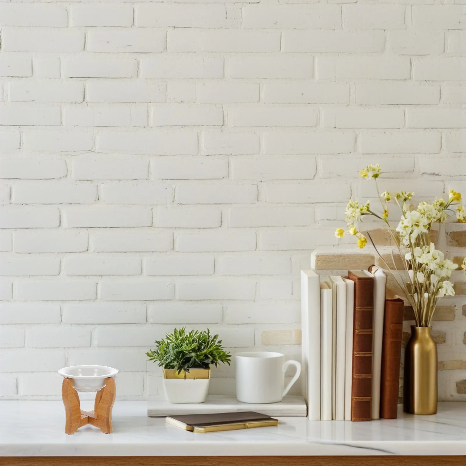 

1Set Essential Oil Burner Bamboo Ceramic Tealight Wax Melt Warmer Holder for Aromatherapy Bedroom Yoga Aroma Burner