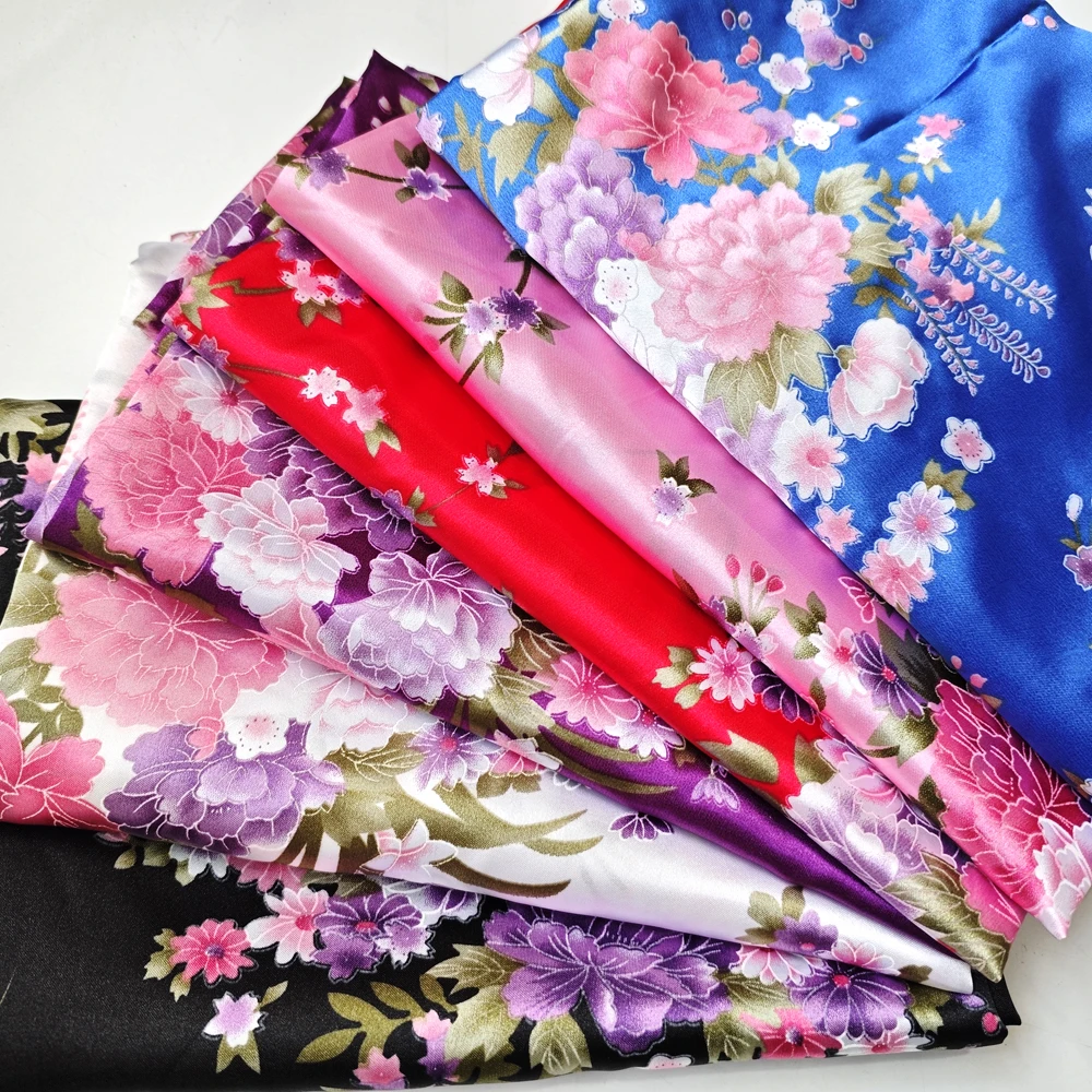 58'' Wide Vintage Satin Fabric Silky Charmeuse Material For Scarves Gowns Kimono Crafts