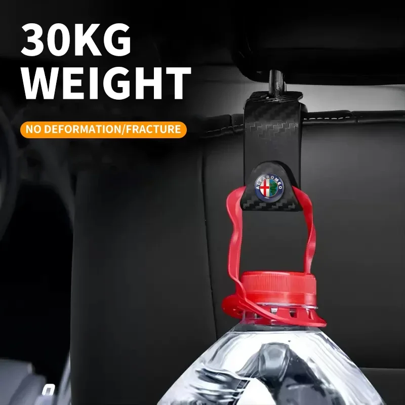 Carbon Fibre Car Rear Seat Hook Hanger Storage Organizer Hooks For Alfa Romeo Giulia Stelvio Giulietta 156 159 147 Mito Tonale