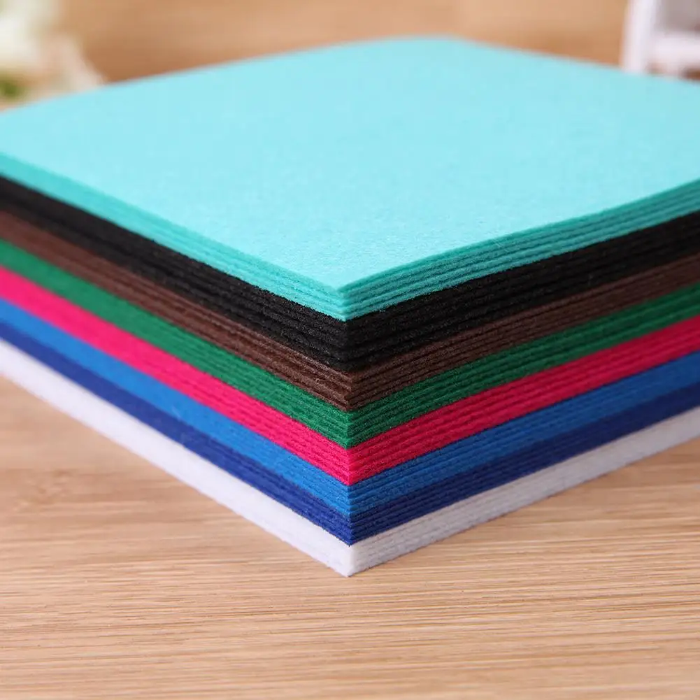 

40pcs Non-Woven Cloth Sewing Accessories 10x10cm Non-woven Fabric Assorted Color Felt Sheets Patchwork for Kids For Dolls