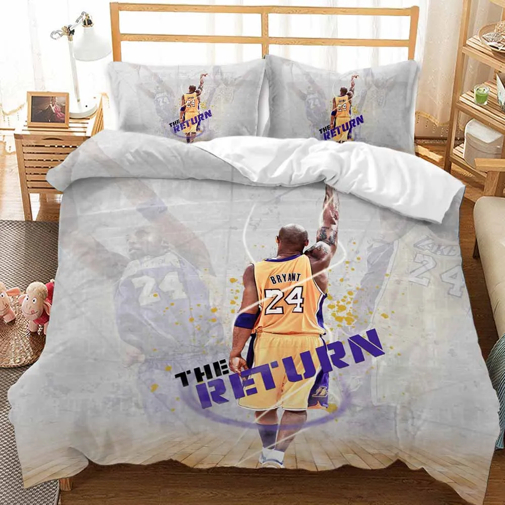 3D Printed Basketball Star Bedding Set 2/3PCS Duvet Cover Set Quilt Cover with Pillowcase Toddler Boys Bedroom Bedclothes