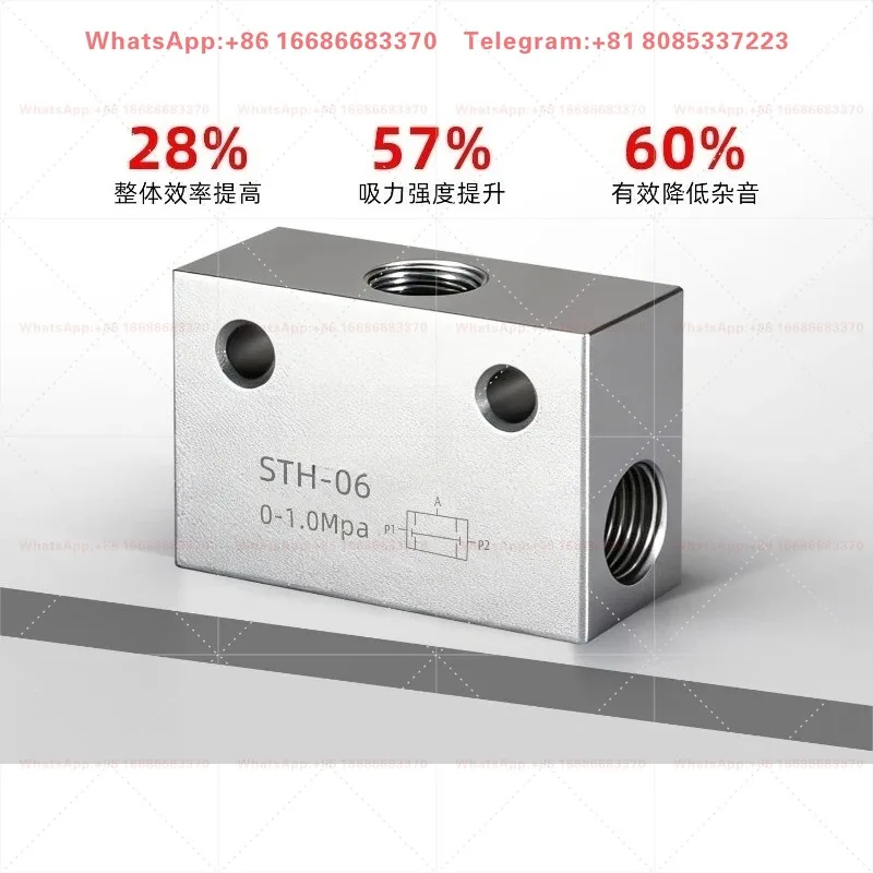 Aluminum Alloy Pneumatic Shuttle Valve STH-06 Three Way Logic High Pressure Air Flow Control Valve Pneumatic Circuit Parts
