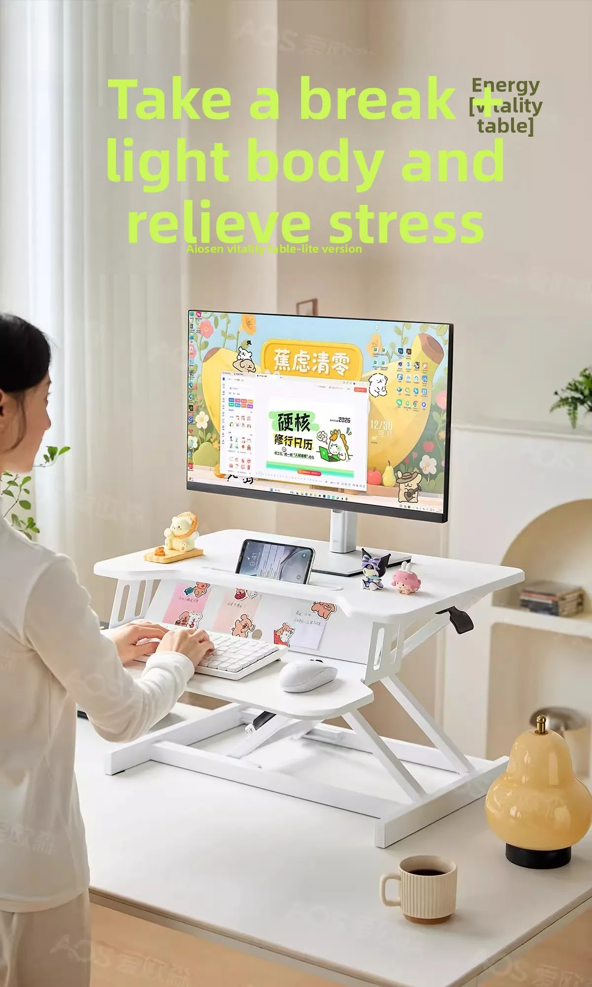 Adjustable Standing Desk Converter Riser for Laptop Monitor Ergonomic Office Workstation