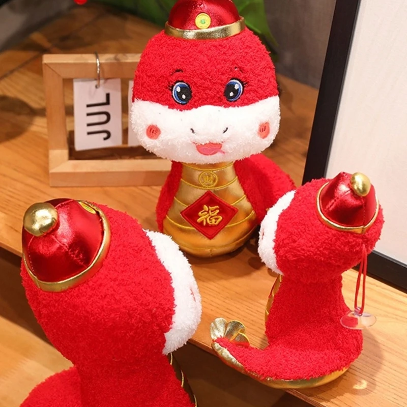 Lucky Plush Snake Dolls Stuffed Toy Snake Plushie for Fortunes Year of 2025 Chinese New Year House Table Car Decoration