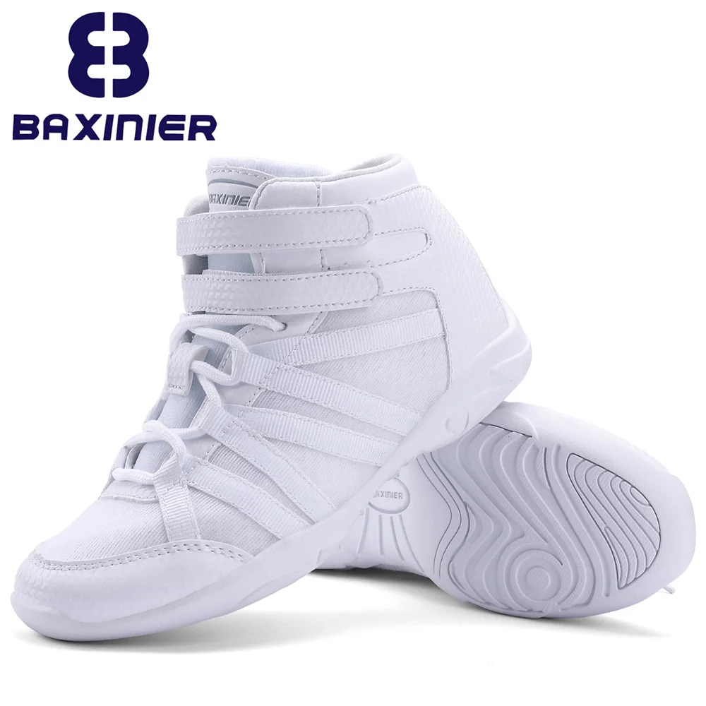 BAXINIER Girls White High Top 치어 리더 신발 경량 청소년 응원 경쟁 운동화 훈련 댄스 테니스