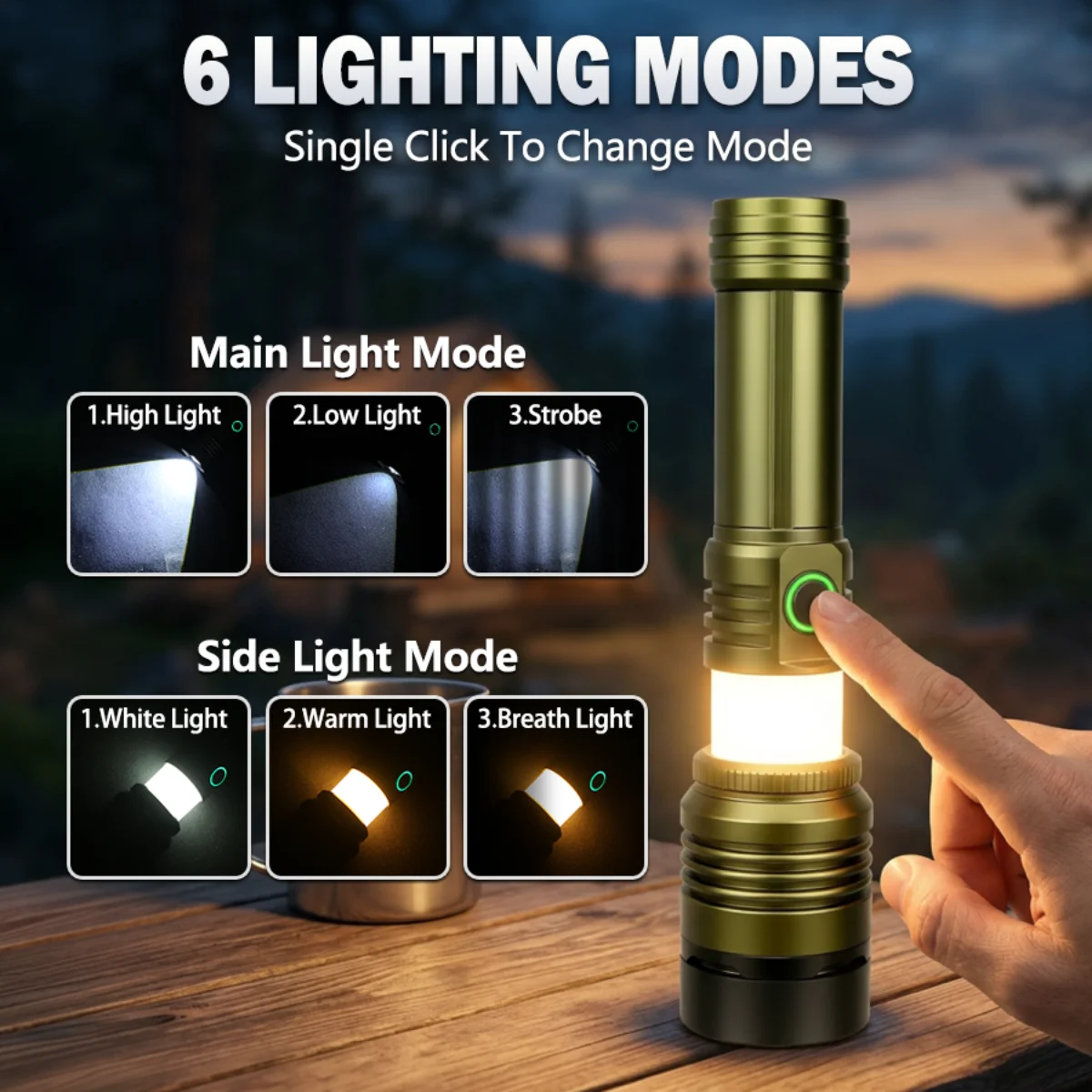 Super Bright LED Flashlight Concentrating Ignition Rechargeable Handheld Flashlight Waterproof Zoom Light Outdoor Camping Torch