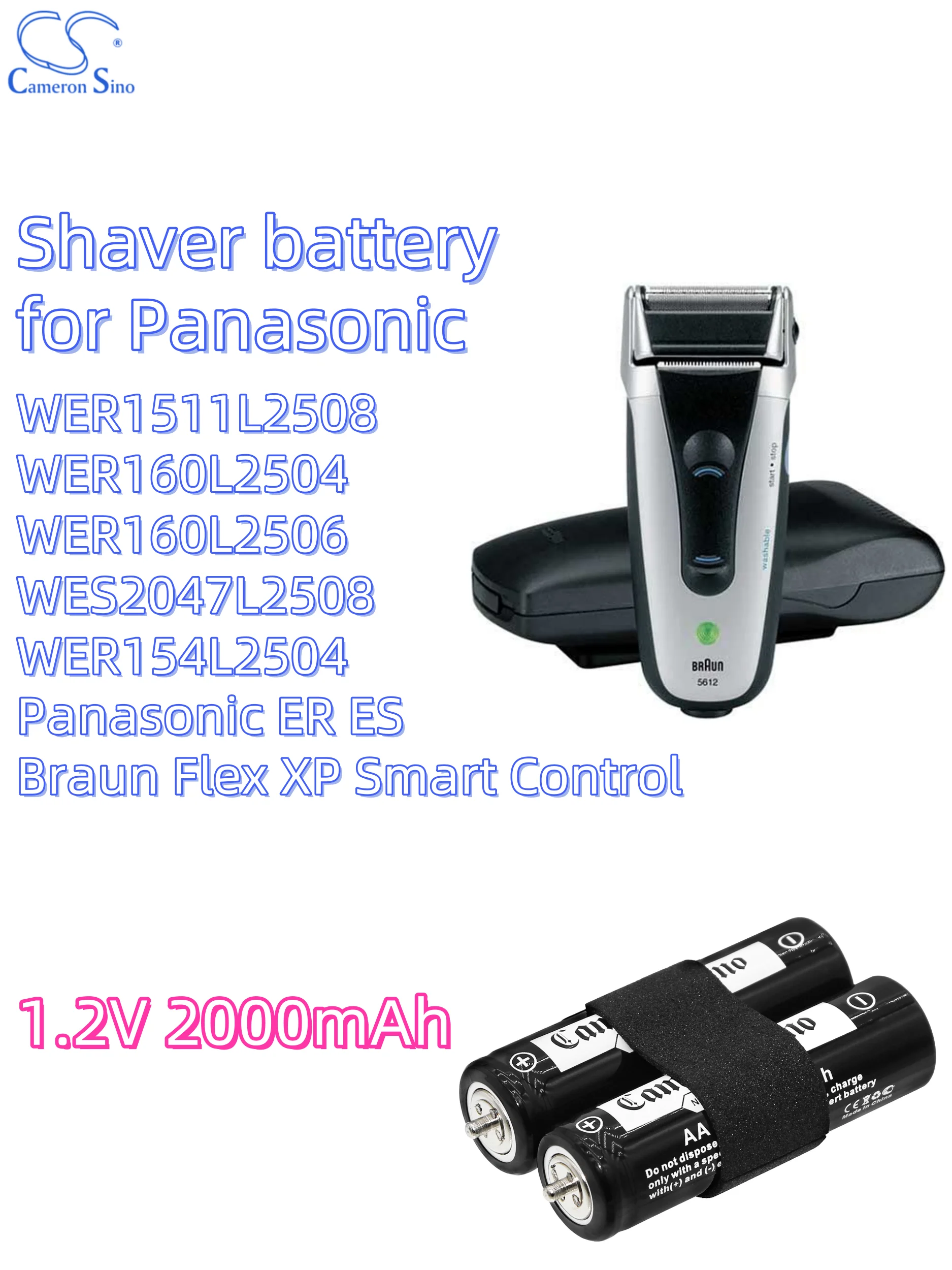 battery Cameron sino battery shaver 1.2V 2000mAh for Panasonic WER1511L2508 WER160L2504 WER160L2506 WES2047L2508 WER154L2504