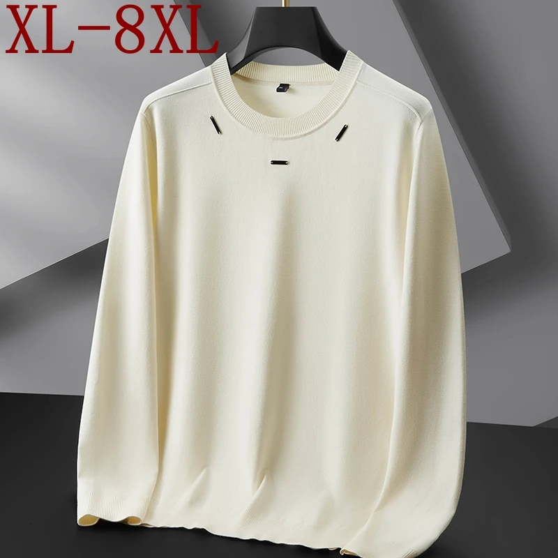 

8XL 7XL 6XL 2025 New Autumn Winter High End Luxury Thin Wool Sweater For Man Soft Warm Mens Jumpers Casual Loose Pullover Men