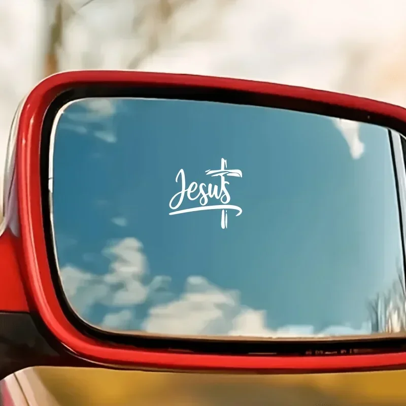 Jesus Cross Vinyl Decal Sticker, Christian Theme Stickers for Car Rearview Mirror Window Glass Laptop Custom Decor