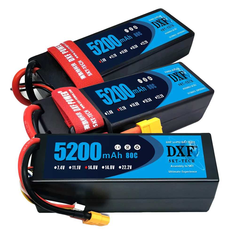 DXF 2S 3S 4S Lipo Battery 7.4V 11.1V 14.8V 5200mAh Battery Racing Series HardCase for RC Car Truck Evader BX Truggy 1/10 Buggy