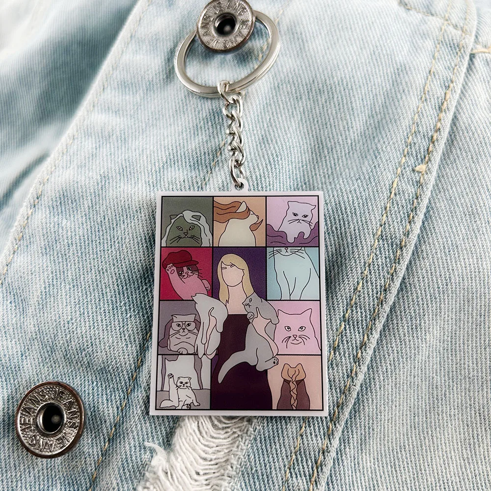 Eras Tour Cats Keychain Happy Eras Tour Day Keyring Singer Album Jewelry Music Pendant Fans Creative Gift view 2