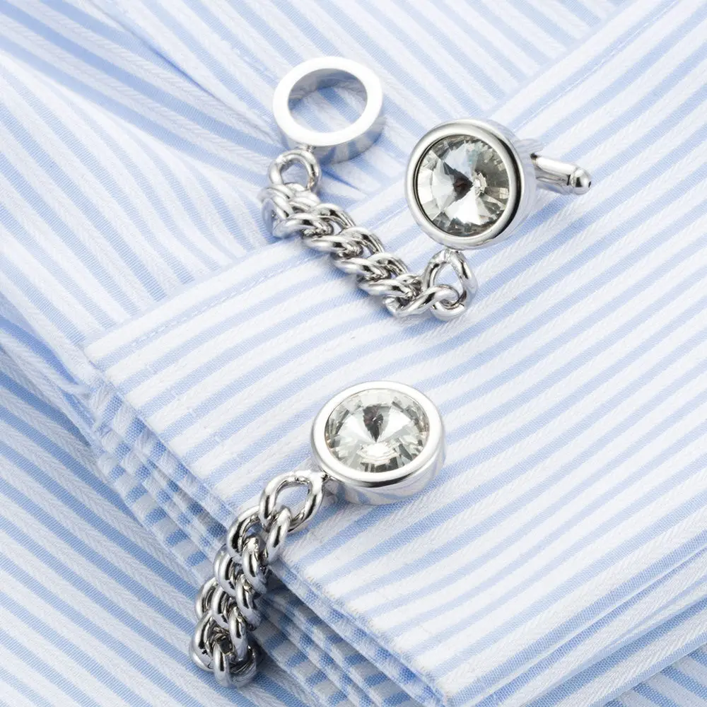 VAGULA Cufflinks Top Luxury Brand Bonito Gemelos Party Wedding gift Suit Shirt Round Button Crystal Cuff links 751