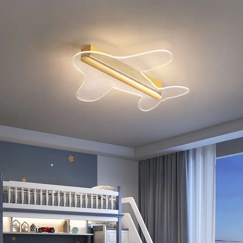 Modern minimalist boy and girl cartoon airplane children's room lights, ceiling mounted lamps for rooms