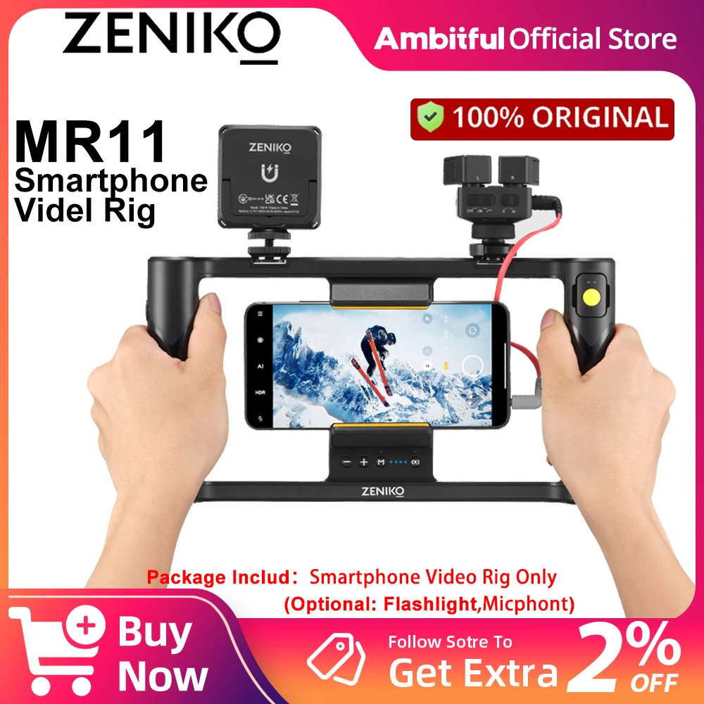 ZENIKO MR11 Smartphone Video Rig Kit Wireless Video LED Light Connecting tripod Microphone Remote Photo Studio Accessories