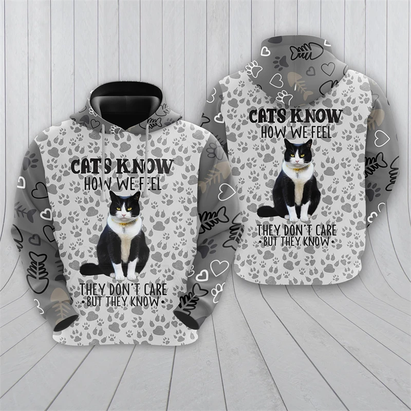 

Funny Design Cat Graphic Sweatshirts Harajuku Fashion Women Hoody Casual Y2k Hoodie Animal Cats Pullovers Pet Cat's Tracksuit