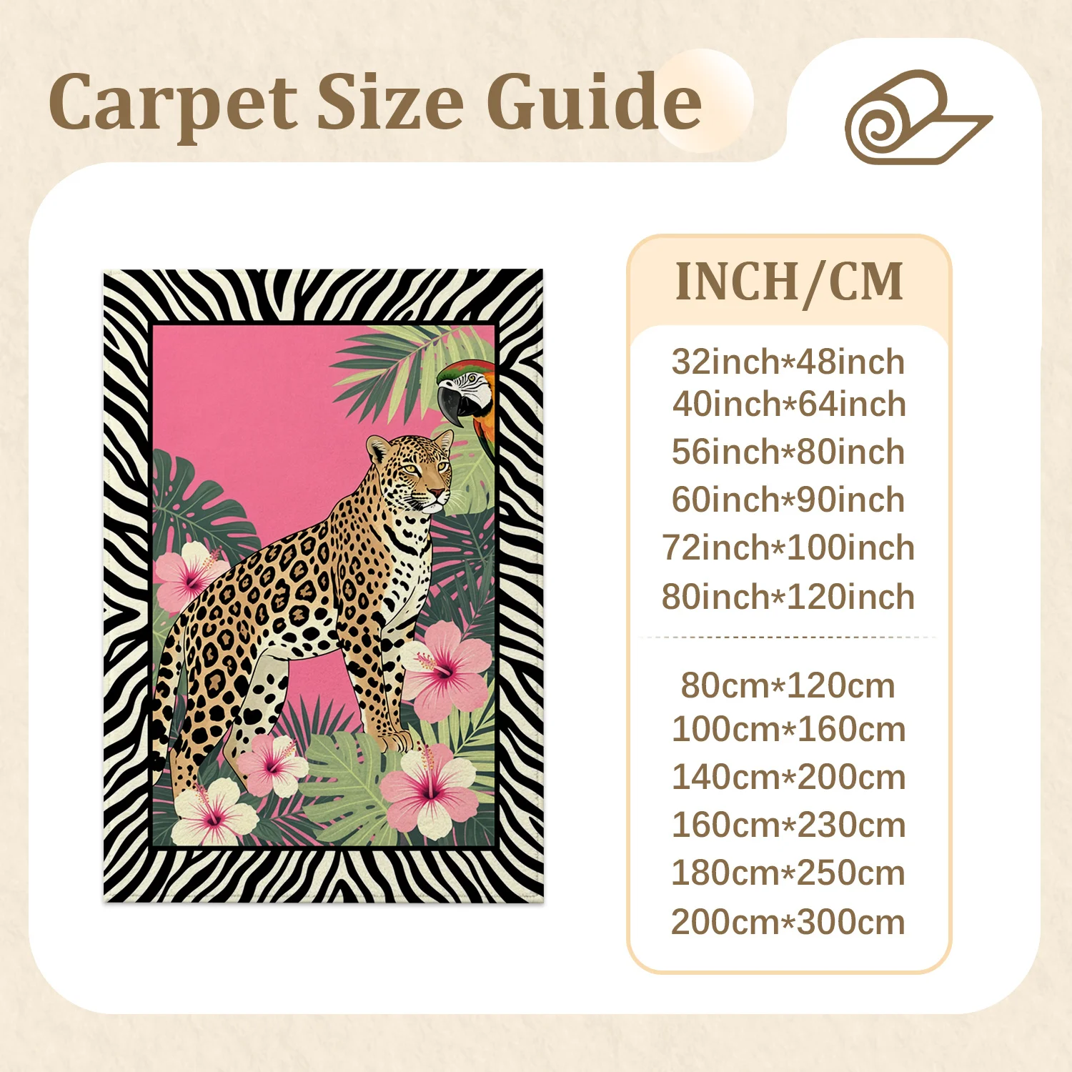 Tropical Leopard Zebra Border Hibiscus Print Velvet Area Rug, Machine Washable, Ideal for Living Room, Bedroom, Entryway, Perfect for Halloween, Thanksgiving, Christmas, New Year, Black Friday, Cyber Monday