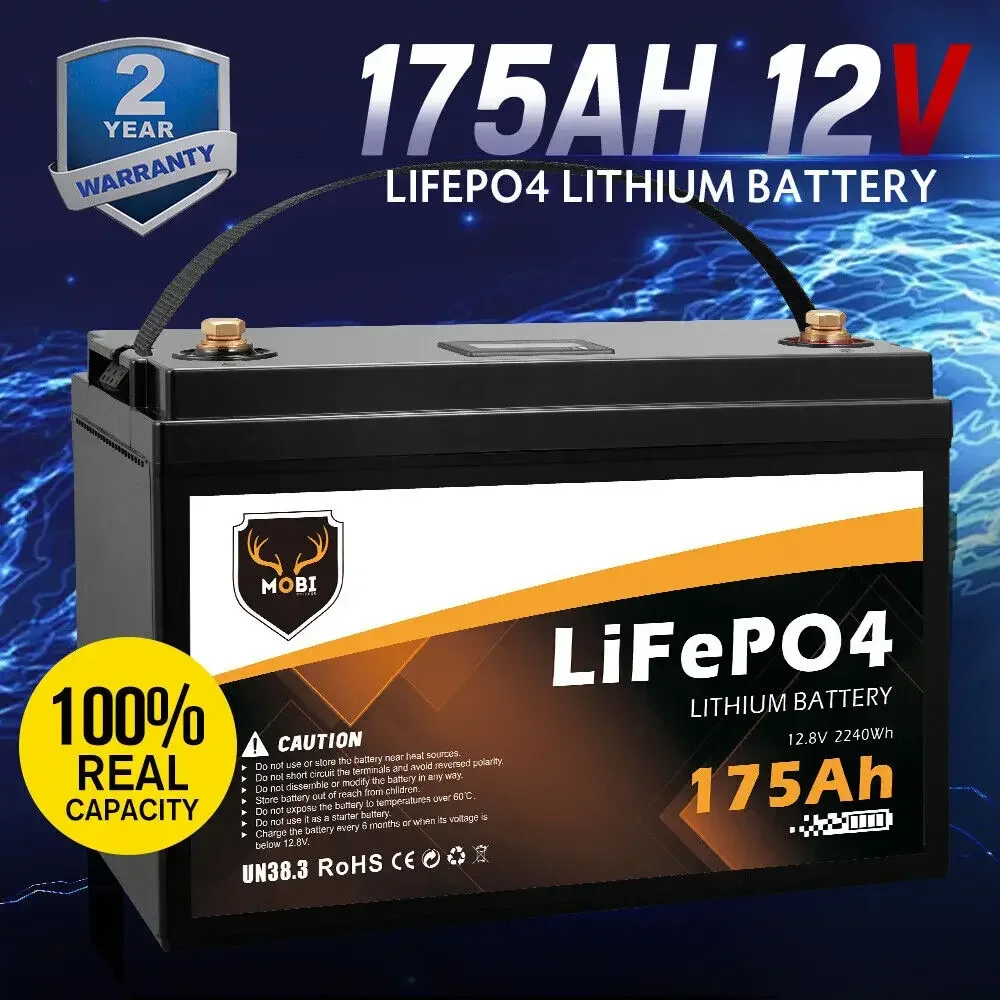 

MOBI 175AH 12V LiFePO4 Lithium Iron Phosphate Deep Cycle Battery 4WD RV Solar