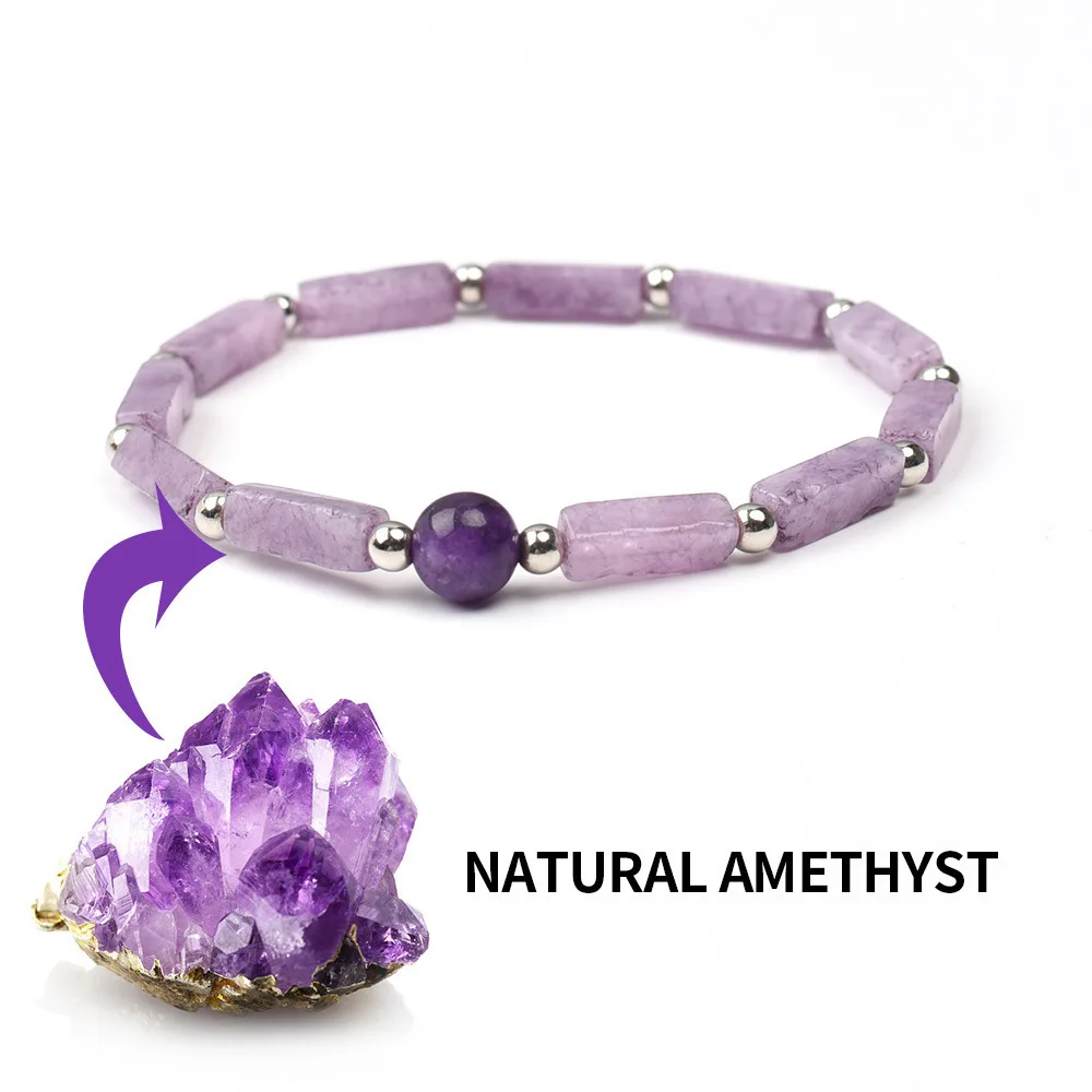 Natural Amethyst Body-purify Slimming Bracelet Stone Energy Yoga Bracelets for Women Weight Loss Bracelet Fatigue Relief Healing