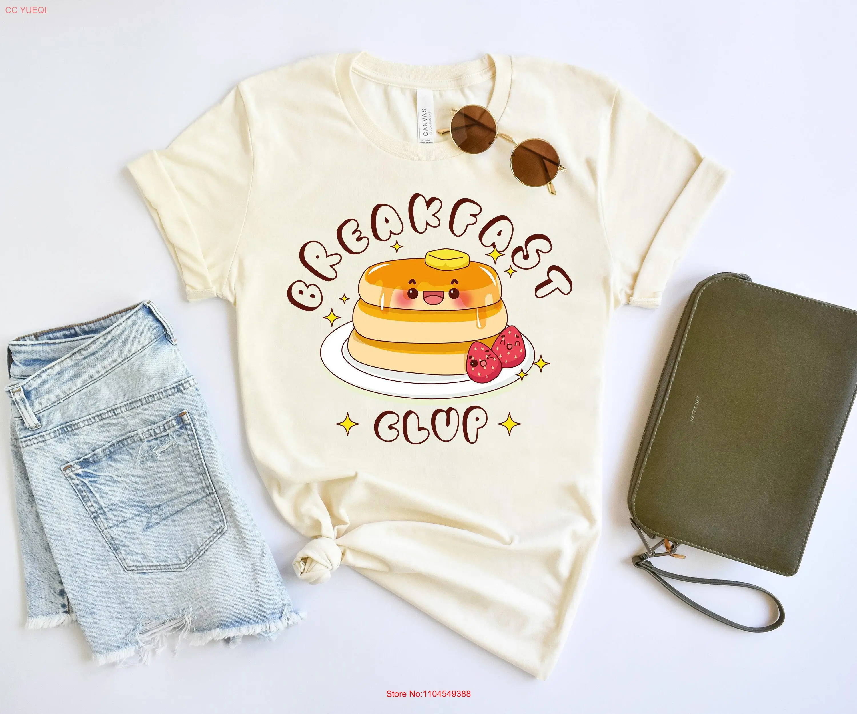 

Breakfast Club Aesthetic Bohemian Retro Vintage T Shirt The Most Important Time Foodie Pancake long or short sleeves
