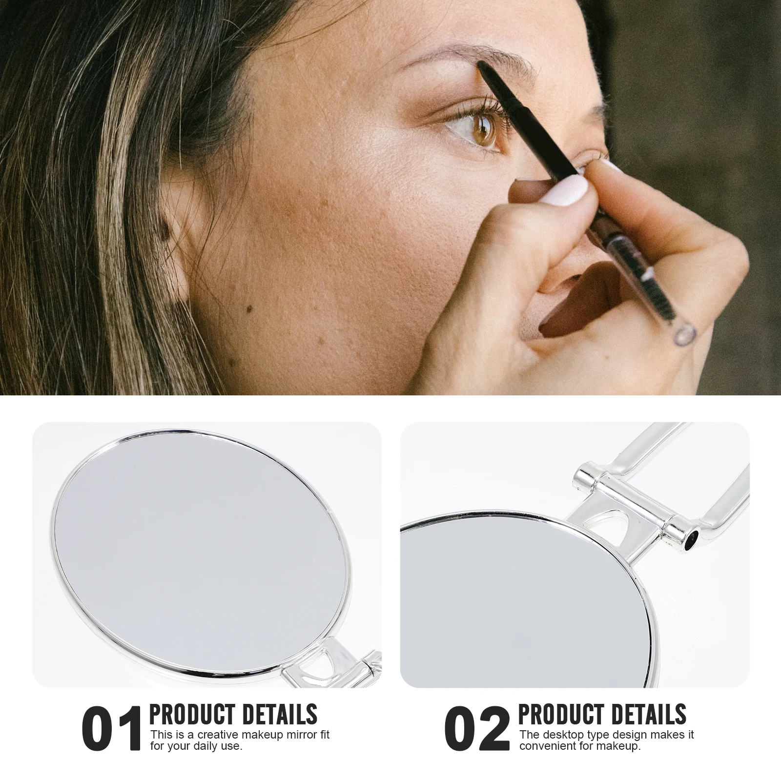 

Portable Makeup Mirror Tabletop Foldable Folding Vanity Handheld Double-sided Mirrors