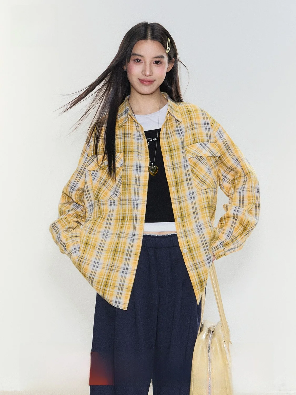

FPMZ Morning S Loose Fit Long Sve irt Korean Sle Thin Cotton Polyester Plaid Women's Spring Autumn Outerwear