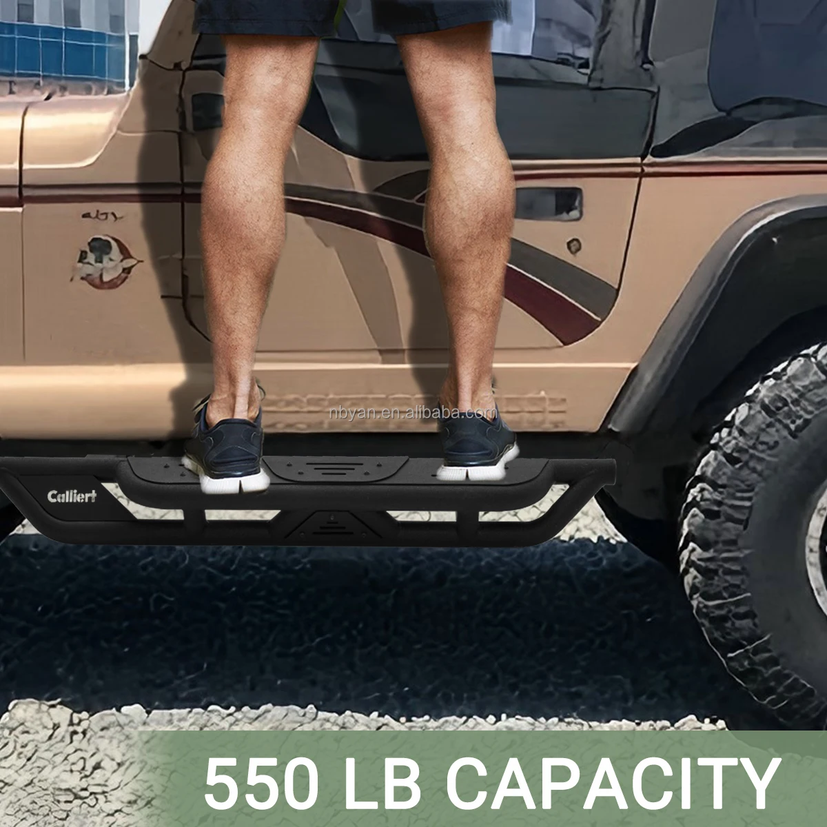 For 1997-2006 Jeep Wrangler TJ 2 Doors Bolts-On Running Boards Sturdy Side Step In Textured Black Steel - view 4