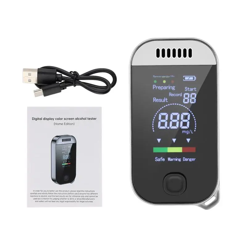 Portable Alcohol Tester Digital Breath Alcohol Tester Professional Breathalyzer With LCD Display USB Rechargeable Alcohol Tester