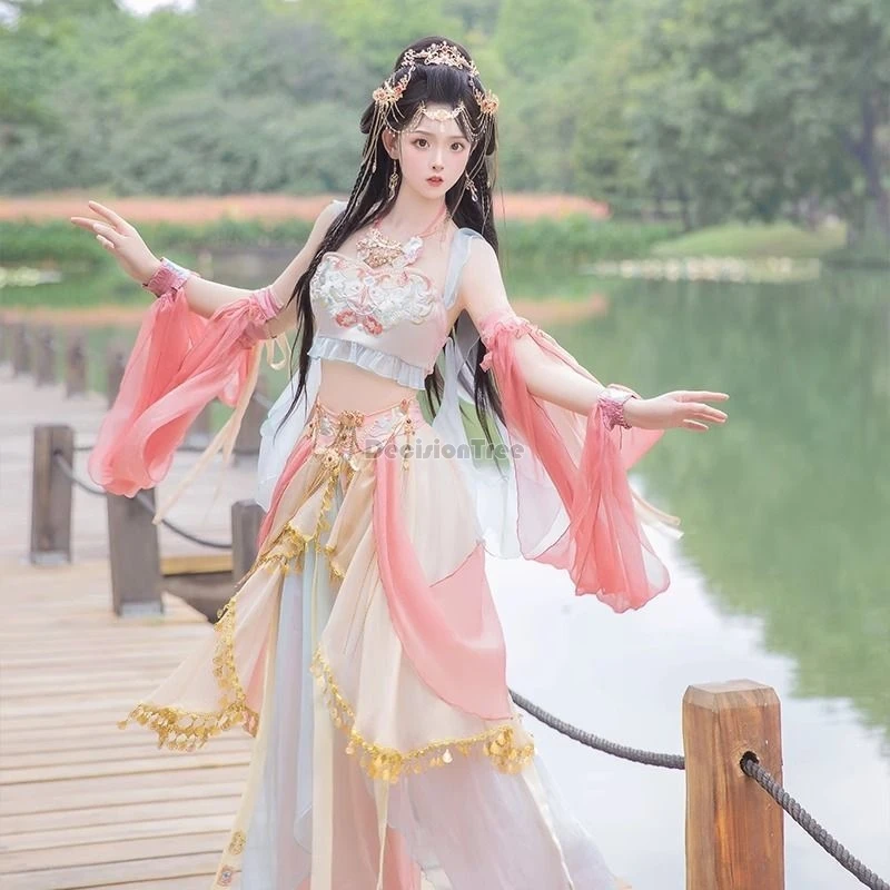 2025 chinese dunhuang feitian exotic charm hanfu dai ethnic festival dance performance garment travel photography 4-piece set