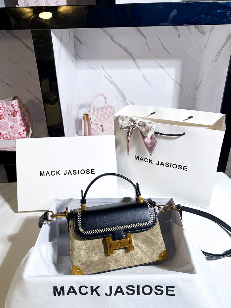 

Vintage and Popular Shoulder Square Bag with Contrast Color 2025 New Fashion and Luxury Crossbody Bags with Delicate Metal